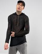 Asos Longline Muscle Long Sleeve T-shirt In Micro Mesh - Black