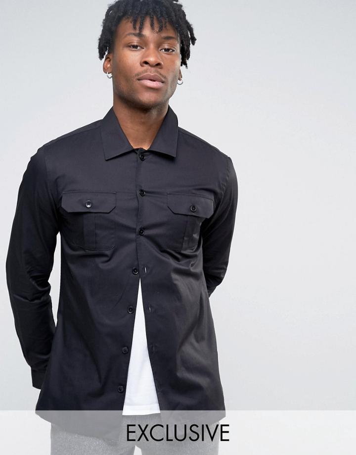 Noak Military Shirt In Skinny Fit - Black