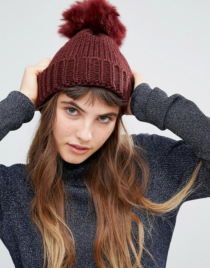 Aldo Ribbed Pom Beanie - Tan