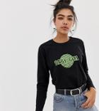Adolescent Clothing Long Sleeve T-shirt With Baby Girl Retro Graphic - Black
