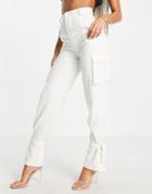 River Island Textured Capri Button Front Cami Top In White
