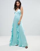 Y.a.s Elizabeth Waterfall Maxi Dress - Blue