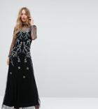 Hope & Ivy Mesh Maxi Dress With Embellishment - Black