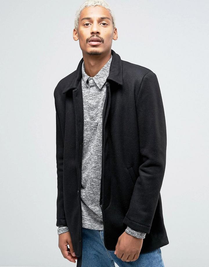 Nicce London Wool Trench Coat - Black