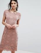 Selected Femme Lace Capped Sleeve Dress - Pink