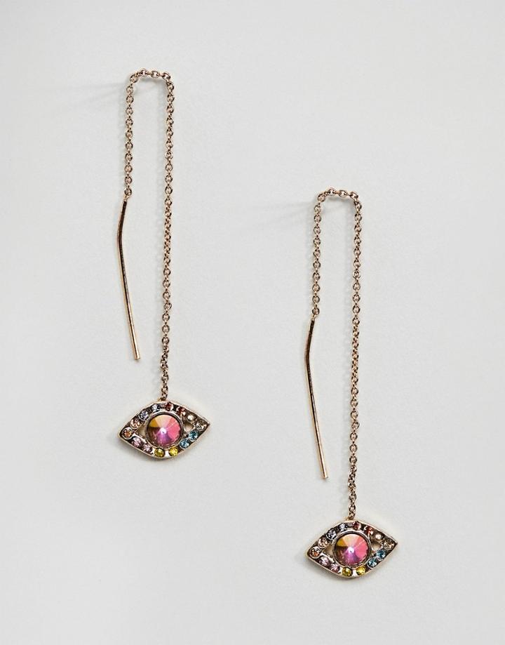 Steve Madden Drop Evil Eye Earrings - Gold