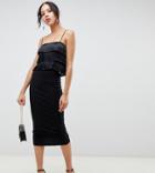Asos Design Tall High Waisted Longerline Pencil Skirt-black