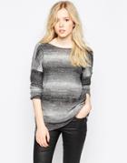 Vila Striped Sweater - Dark Gray Melange