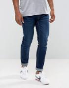 Pull & Bear Slim Jeans In Dark Blue - Blue