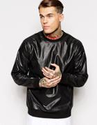 Asos Sweatshirt In Coated Woven Fabric In Relaxed Fit - Black