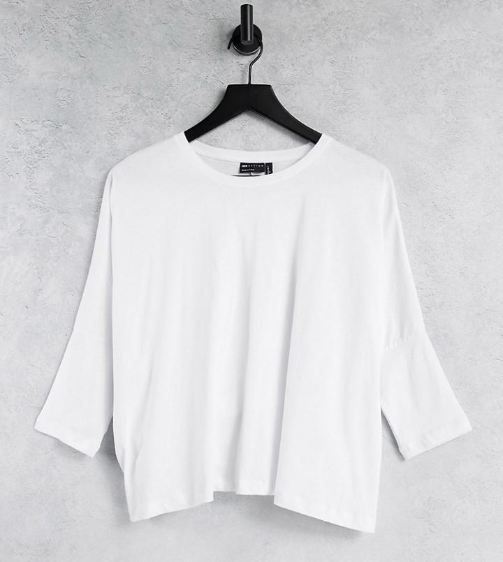 Asos Design Tall Slouchy T-shirt With Batwing Sleeve In White