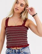 Vero Moda Smocked Embroidered Crop Top