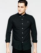 Farah Brewer Oxford Shirt Slim Fit Buttondown In Black - Black