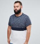 Asos Plus T-shirt With Roll Sleeve In Inject Color Block In Navy - Navy