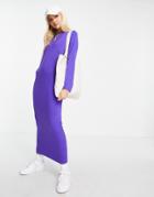 Asos Design Long Sleeve Maxi T-shirt Dress In Purple