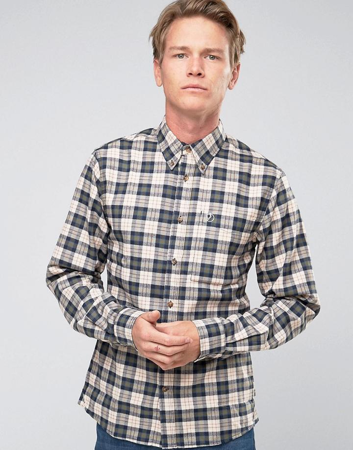 Fjallraven Shirt In Check Flannel Slim Fit White - White