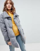 New Look Padded Quilted Coat - Gray