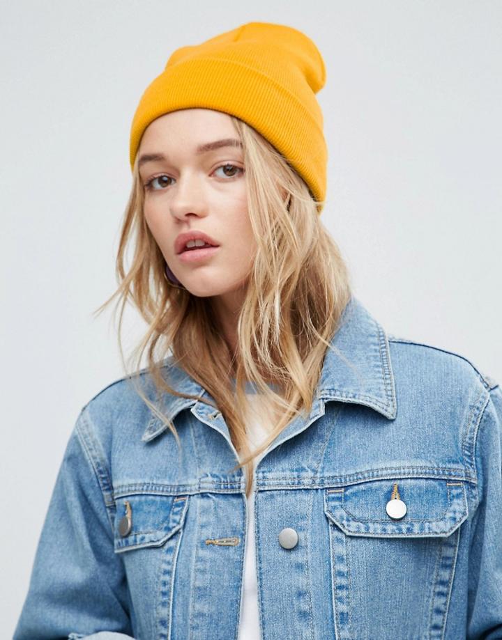 Asos Turn Up Beanie - Yellow