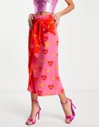 Never Fully Dressed Contrast Wrap Midi Skirt In Pink And Red - Part Of A Set