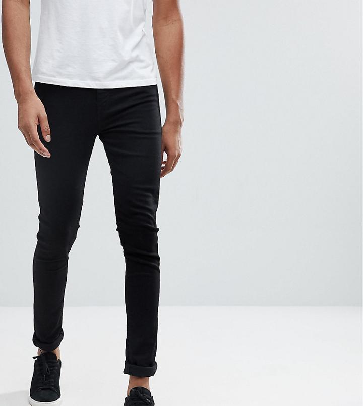Asos Tall Super Spray On Jeans In Black - Black