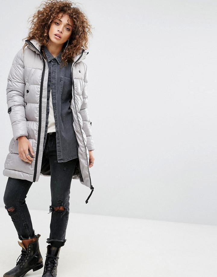 G-star Whistler Padded Long Line Coat - Silver