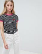 Brave Soul Pina Stripe T Shirt With Sequin Badge - Multi
