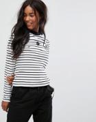 Lazy Oaf Long Sleeve Fitted T-shirt With Happy Face In Stripe - Multi