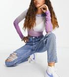 Missguided Petite Riot Mom Jeans With Slash Detail In Blue-blues