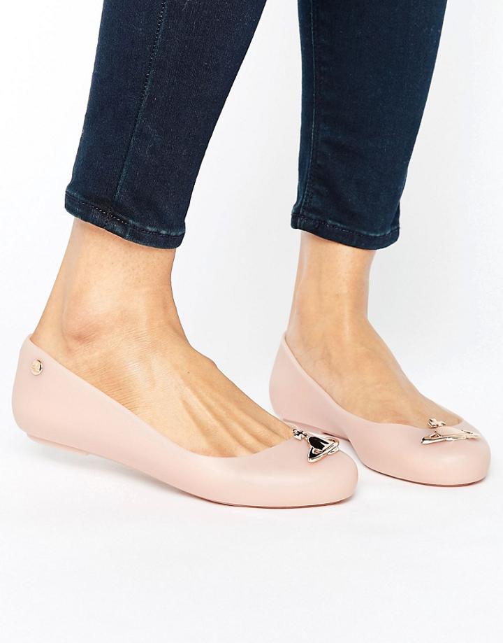 Vivienne Westwood For Melissa Nude Matte Orb Space Love Flat Shoes - Beige