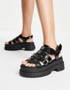 Truffle Collection Gladiator Chunky Sandals In Black