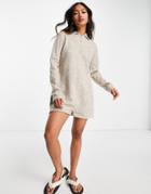 Asos Design Knitted Romper With Collar Detail In Oatmeal-neutral