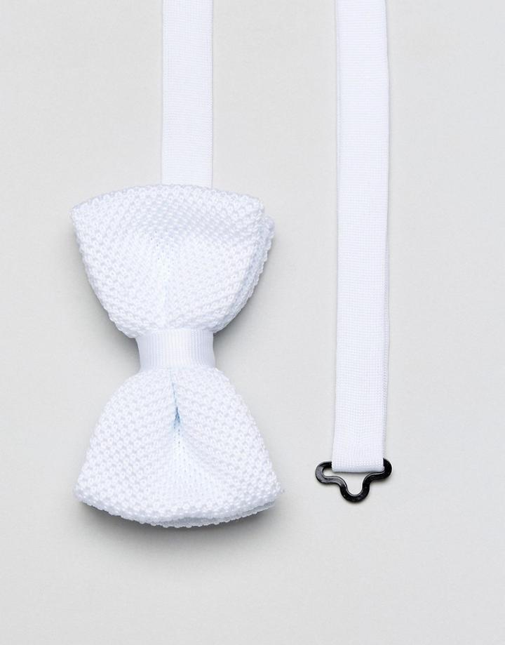 Asos Knitted Bow Tie In White - White