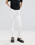 Pieces Just Wear Mid Rise Skinny Jeans - White