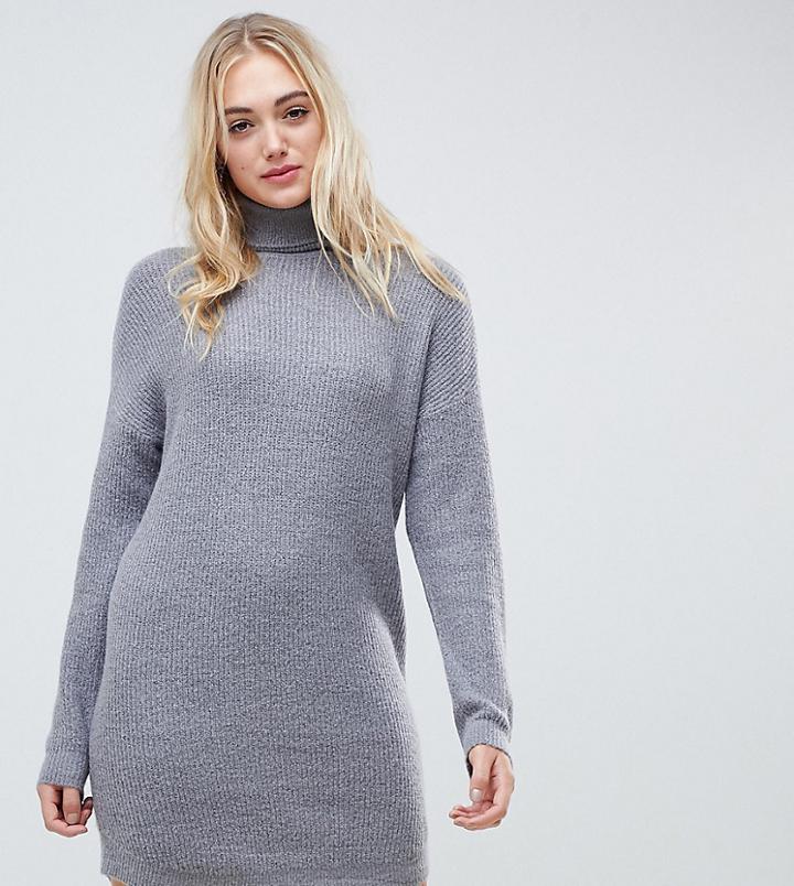 Vero Moda Tall Roll Neck Mini Dress In Gray