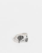 Asos Design Ring With Skeleton Arms Design In Burnished Silver Tone