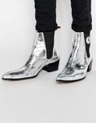 Jeffery West Leather Piping Chelsea Boots - Silver