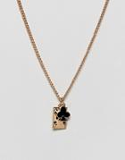 Asos Design Necklace In Gold With Playing Card Pendants - Gold