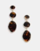 Asos Design Drop Earrings With Tortoiseshell And Crystal In Gold - Multi