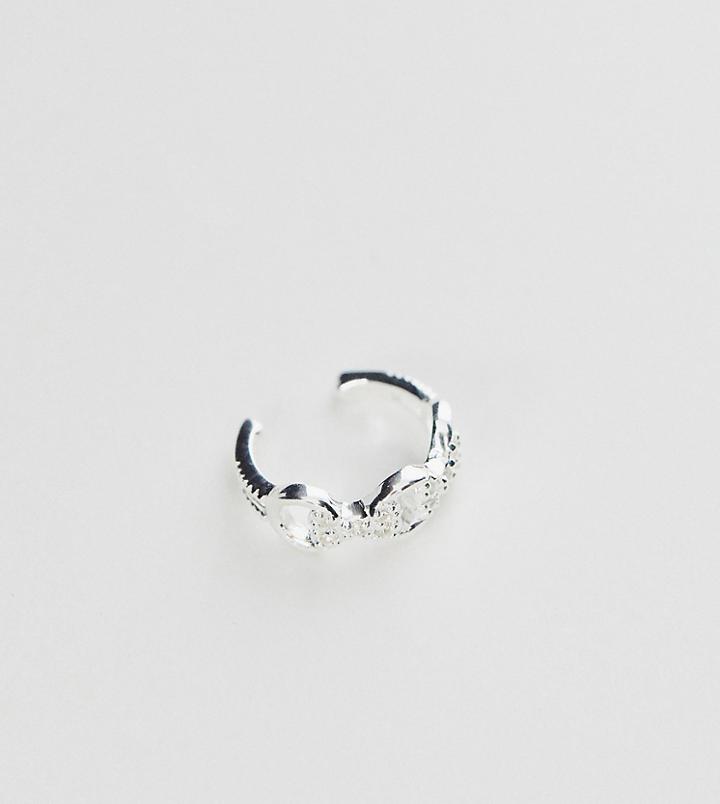 Asos Design Sterling Silver Ear Cuff In Open Link Chain Design - Silver