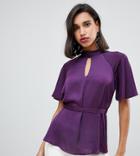 River Island Blouse With Key Hole Detail In Purple - Purple