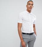 Asos Design Smart Skinny Shirt With Ditsy Boat Print And Mini Collar - Yellow