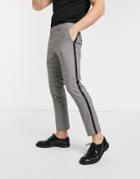 Moss London Cropped Checked Pants With Black Side Stripe