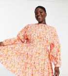 Vero Moda Curve Mini Dress With Keyhole Neck In Retro Floral-multi
