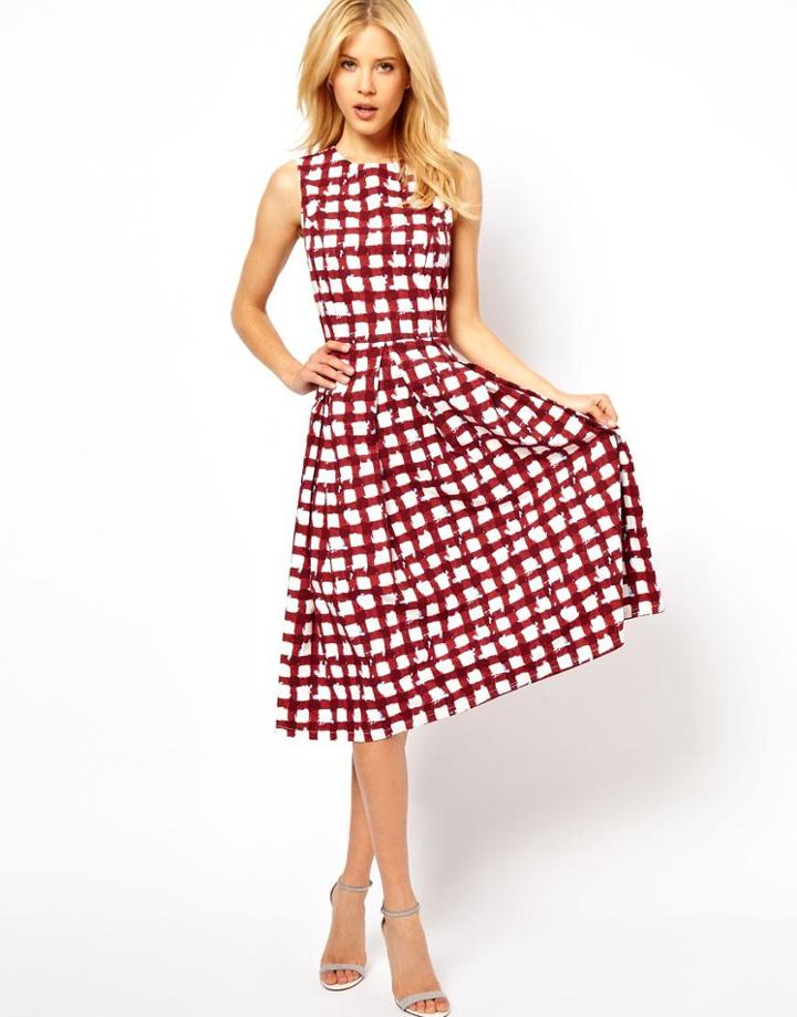 Asos Skater Dress In Check Print