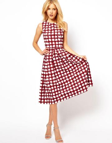 Asos Skater Dress In Check Print