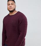French Connection Plus 100% Cotton Logo Cable Knit Sweater-red