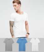 Asos Extreme Muscle Fit T-shirt With Scoop Neck 3 Pack Save - Multi