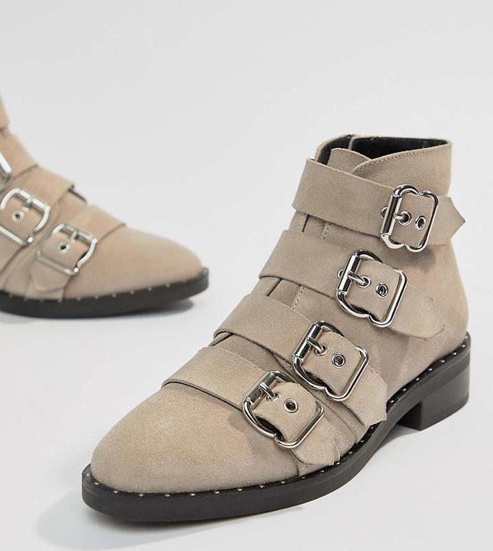 Asos Design Avid Suede Studded Ankle Boots-gray