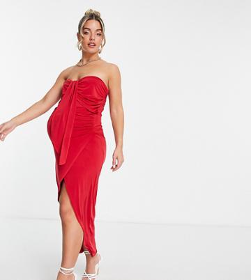 Jaded Rose Maternity Bandeau Midi Red Drape