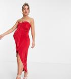 Jaded Rose Maternity Bandeau Midi Red Drape